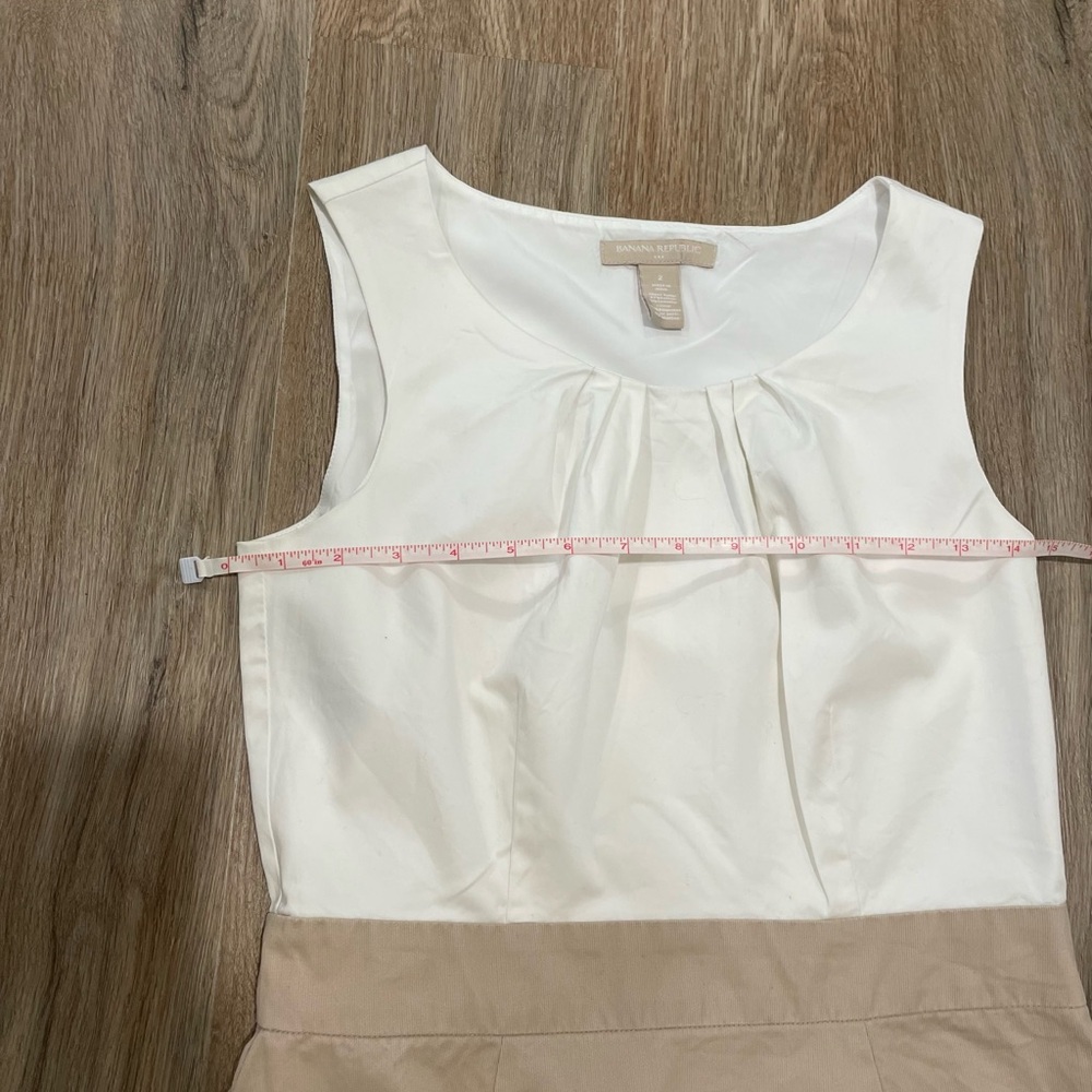 Banana Republic White and Tan Sleeveless Dress- Size 2 - Picture 8 of 12
